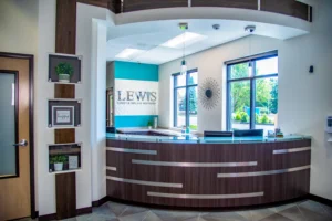 Front desk / lobby area of Lewis Family Dentistry