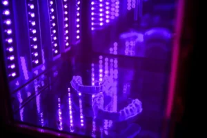 3D printed models curing in a SprintRay curing machine