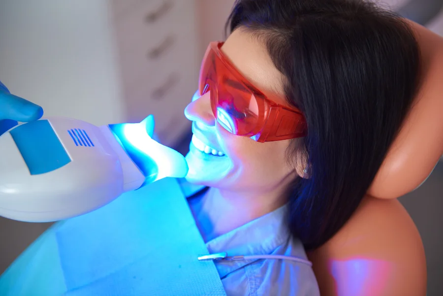 A woman getting zoom teeth whitening by Lewis Dentistry in Vancouver WA